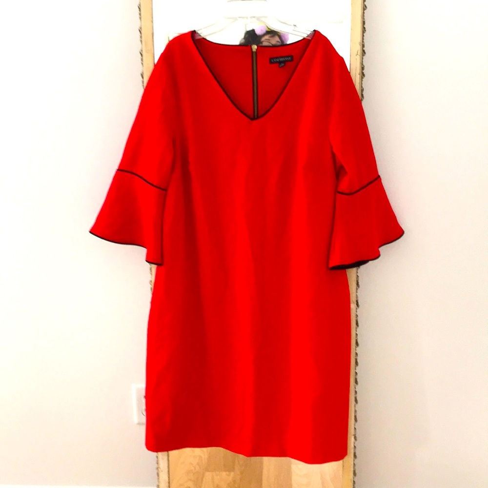 Red Zip Lane Bryant Tunic Bell Sleeve Dress